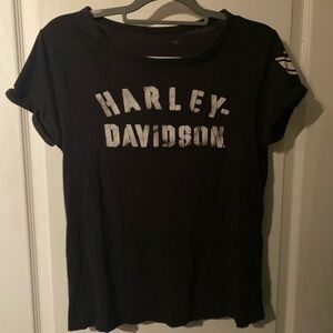 Harley-Davidson Women's Black Tee with White Logo